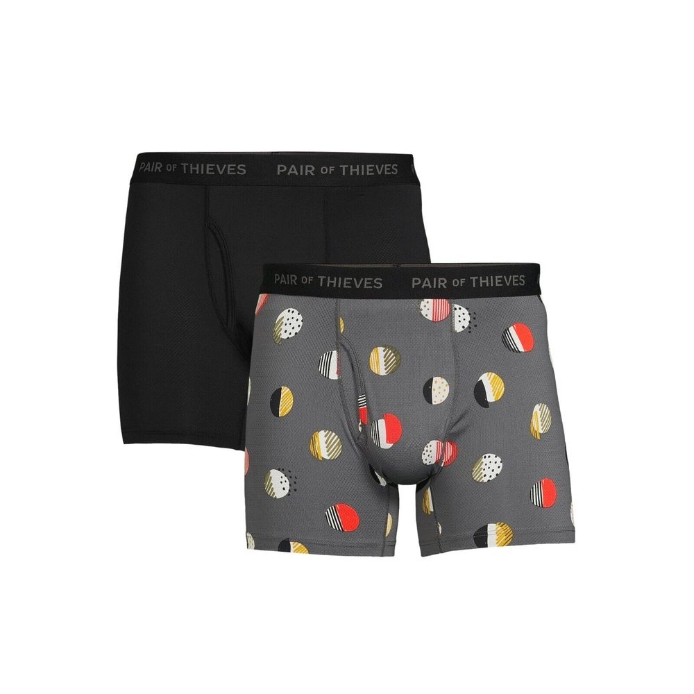 Two Pair of Thieves SUPERFIT 2-Pack Adult Mens Boxer Briefs (3XL) Circle & Black